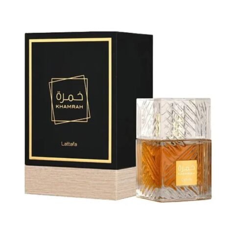 Lattafa Khamrah Eau de Parfum 100 ml, frasco y caja